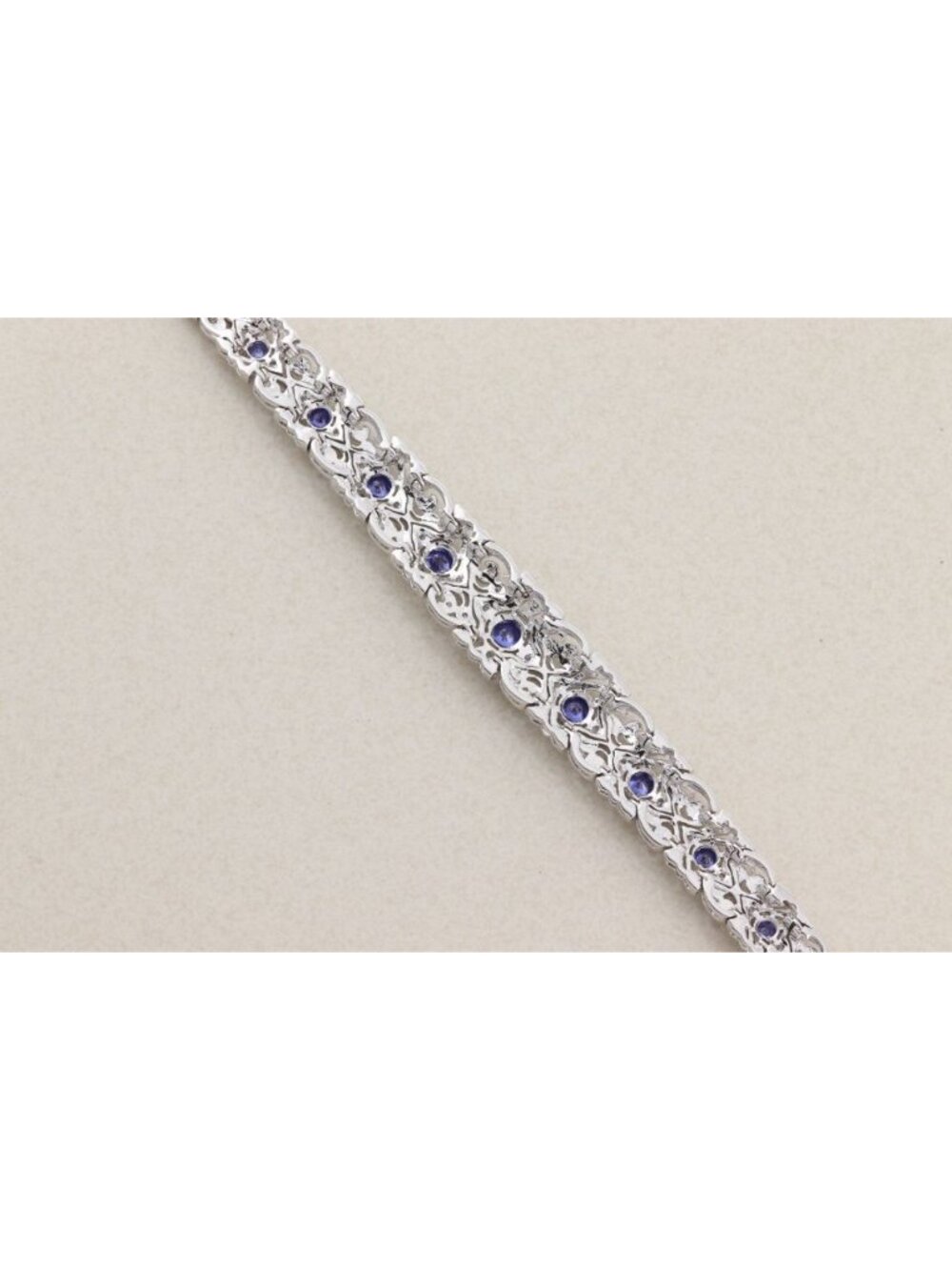 Sterling Silver Ornate Scrollwork Sparkly Tanzanite & CZ Bracelet 7 1/4" inch - Picture 7 of 8